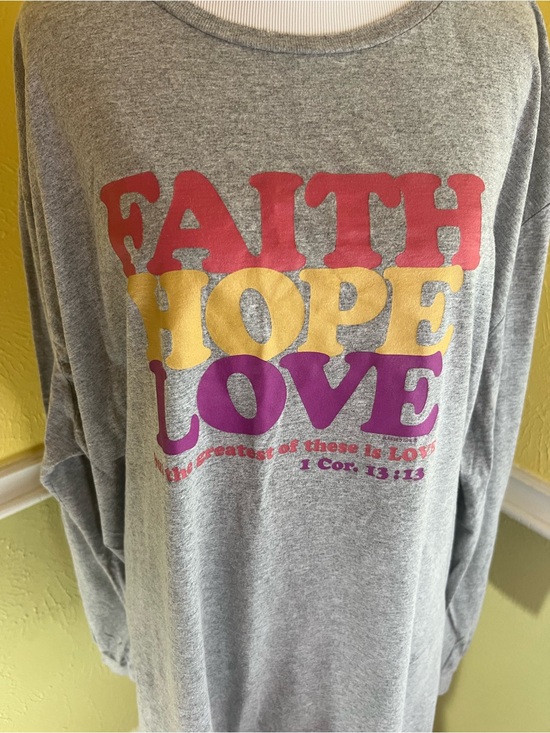 Fruit of the Loom Tops - Fruit of the Loom Gray Long Sleeve Tee with Colorful Logo Print